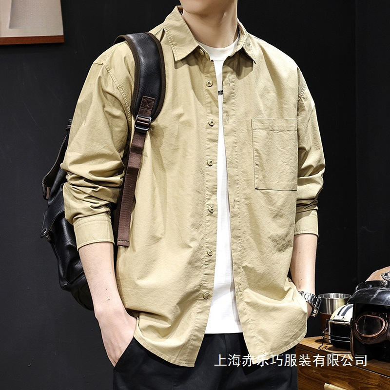 Cotton Retro Shirt for Men, Long-Sleeved, Spring 2025 New Style, Casual Clothing, Trendy and Versatile, Plus Size Wholesale Cotton Retro Shirt for Men, Long-Sleeved, Spring 2025 New Style, Casual Clothing, Trendy and Versatile, Plus Size Wholesale