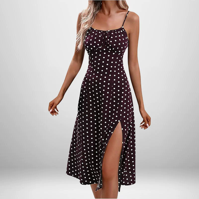 Spring Sexy Fashion Dress, European-American Style, Spaghetti Strap with Side Slit