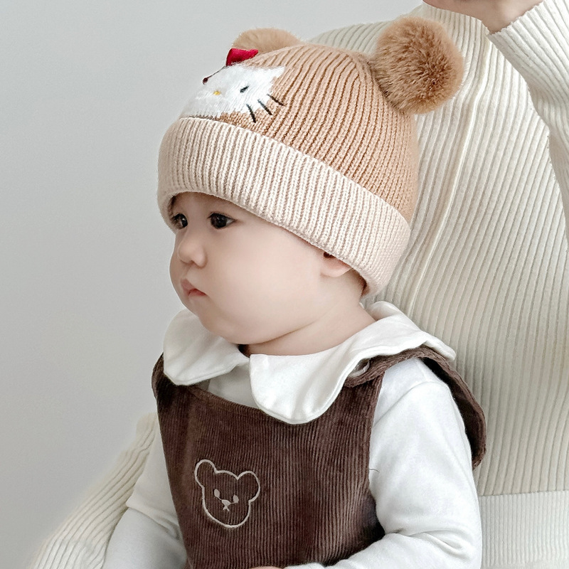 防風帽秋冬帽子かわいい保温耳保護ニット乳幼児赤ちゃん帽子超萌え厚い保護|undefined