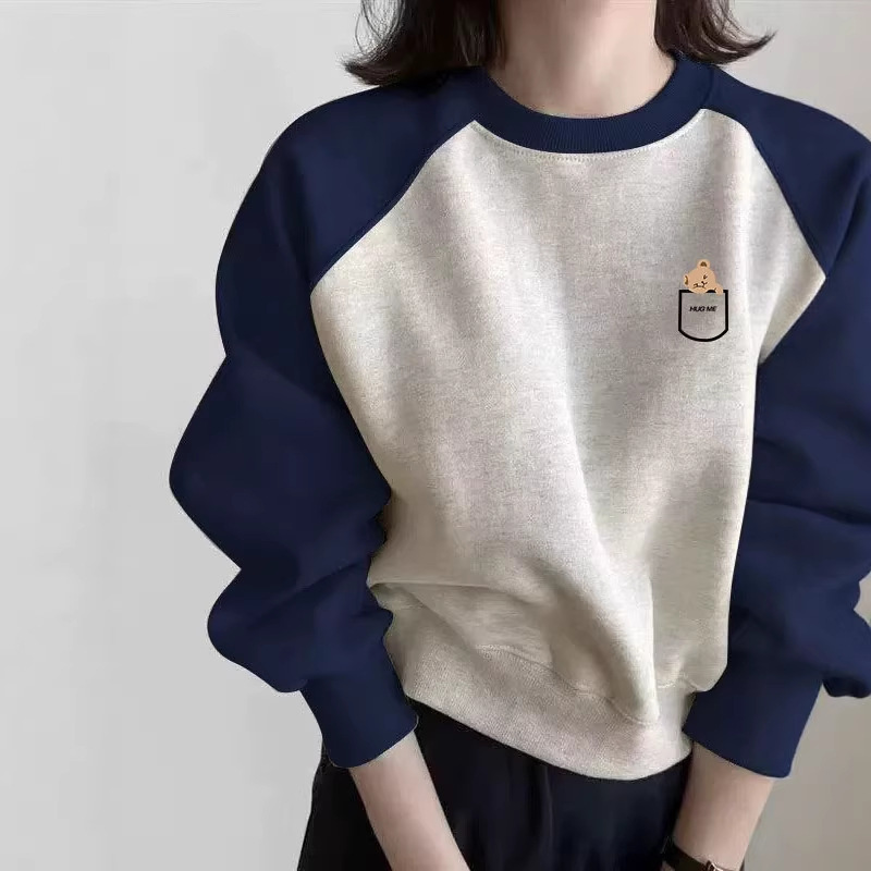 2026 Fashionable Casual Color-Blocking Round-Neck Women's Sweatshirt for Spring, Autumn, and Winter 2025 New Loose Fit Fleece Hot-Selling Item 2026 Fashionable Casual Color-Blocking Round-Neck Women's Sweatshirt for Spring, Autumn, and Winter 2025 New Loose Fit Fleece Hot-Selling Item