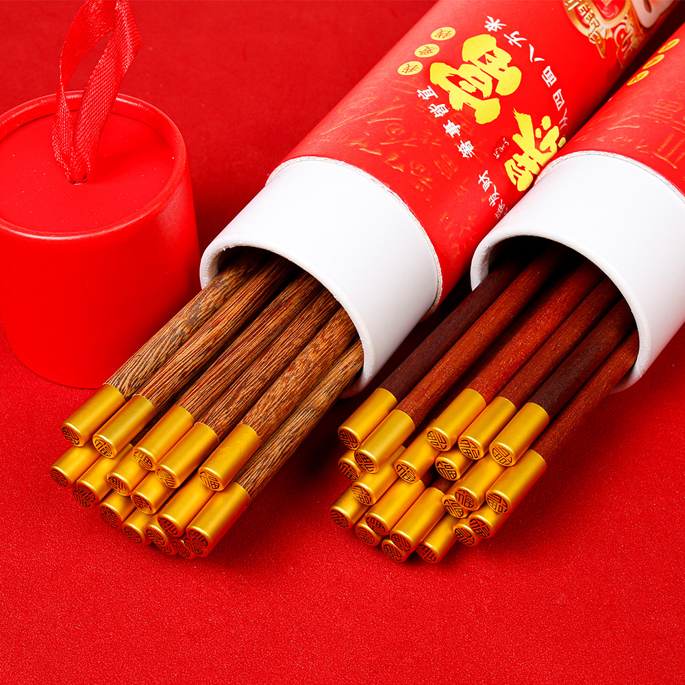 Palillos de regalo de año nuevo Palillos de madera de ala de pollo, caja de regalo, palillos festivos de madera maciza, sin pintura, sin cera, impresión antideslizante LOGO al por mayor