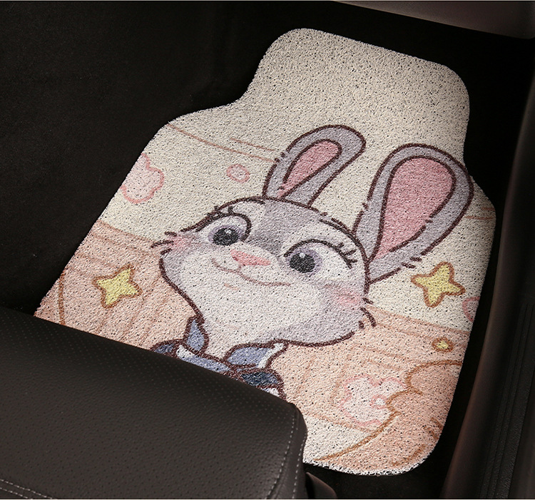 Cute Cartoon Car Mat Wire Ring Single-piece Anti-dirty Carpet Protection Mat for High-end Car Thickened Universal Girl