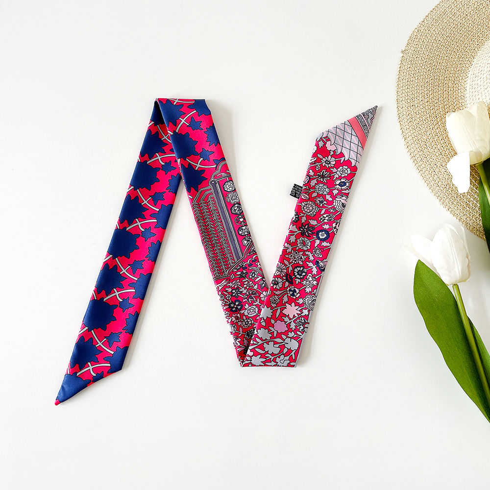 Women's Elegant Retro Printing Bag Satin Silk Scarf display picture 33