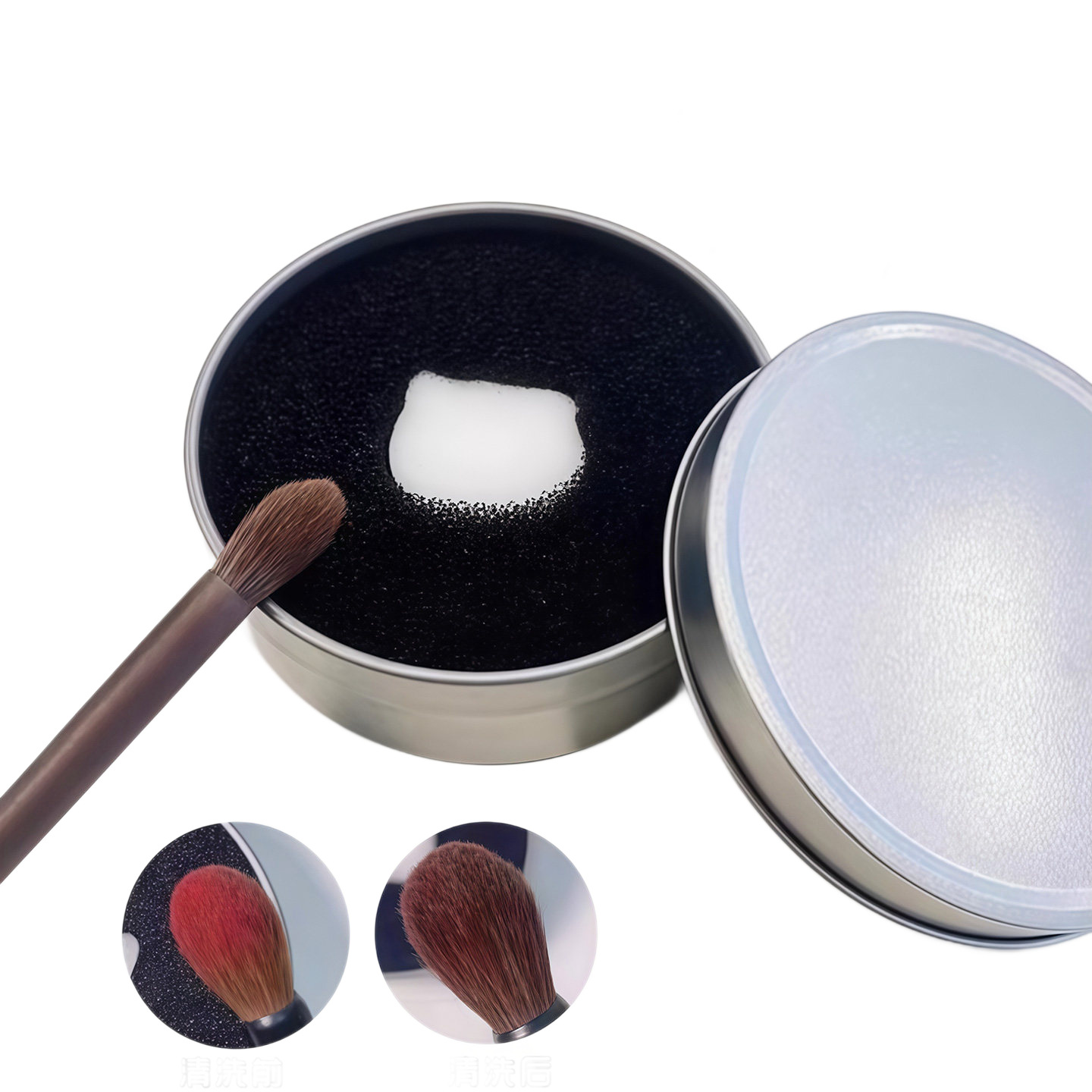 Cepillo de maquillaje esponja limpieza caja de limpieza cepillo de limpieza cepillo de blanqueador en seco esponja de maquillaje caja de limpieza esponja de maquillaje polvo de huevo de maquillaje