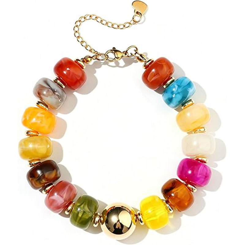Cute and Stylish Women's Beaded Bracelet, Thick Acrylic Colorful Fashion Bohemian Summer Accessory Cute and Stylish Women's Beaded Bracelet, Thick Acrylic Colorful Fashion Bohemian Summer Accessory
