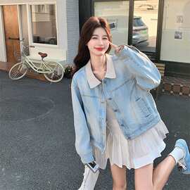 浅蓝色可盐可甜减龄超好看牛仔夹克女春秋新款小个子显瘦短款外套