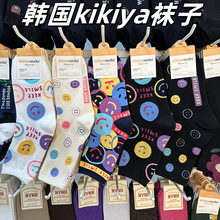 进口批发代购kikiya秋冬新款女中筒袜满印笑脸韩国东大门棉袜可爱