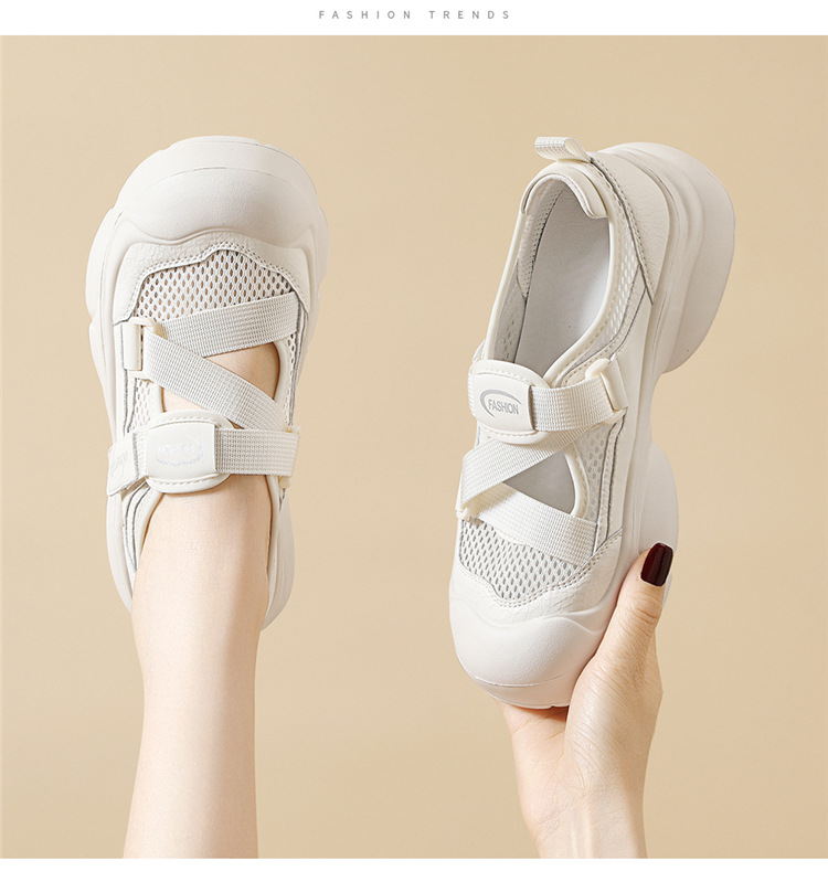Dép sandal La Mã nữ đế dày mũi kín thoáng khí phong cách thể thao gót 4 cm — JST 7182 gót đen cao 4cm, JST 7182m màu gót cao 4cm chi tiết 10