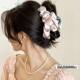 High-End Pearl Bow Clip Large Hairpin for Women's Hair on the Back of the Head, Elegant Shark Clip