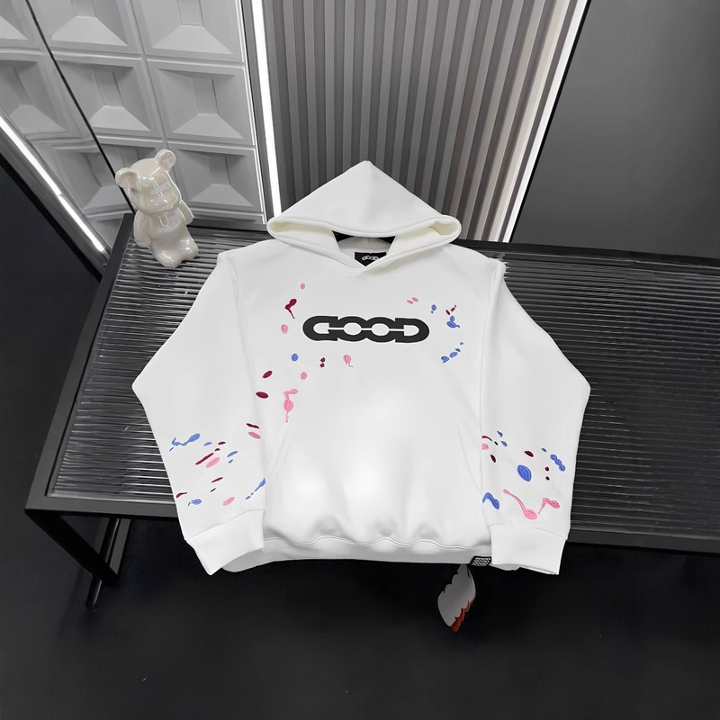 Trendy Goodbrand Old White Candy Ink Splash Hoodie for Men Couple Pullover Fashion High-End Top Trendy Goodbrand Old White Candy Ink Splash Hoodie for Men Couple Pullover Fashion High-End Top