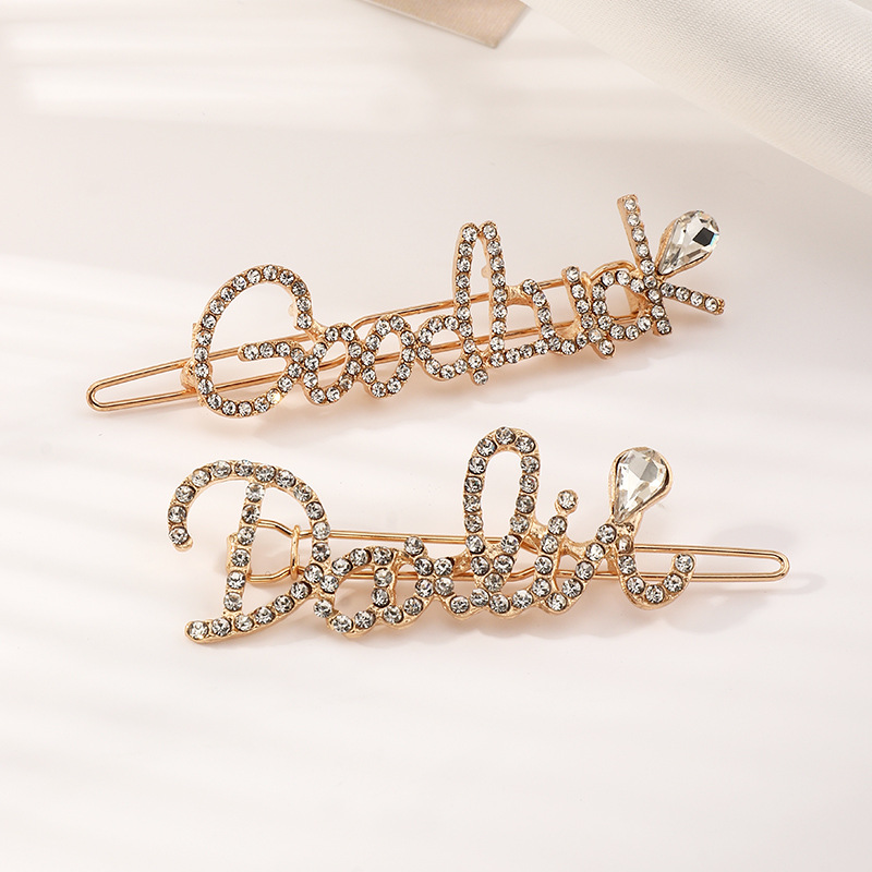 New Fashion Letter Rhinestone Alloy Hairpin display picture 3
