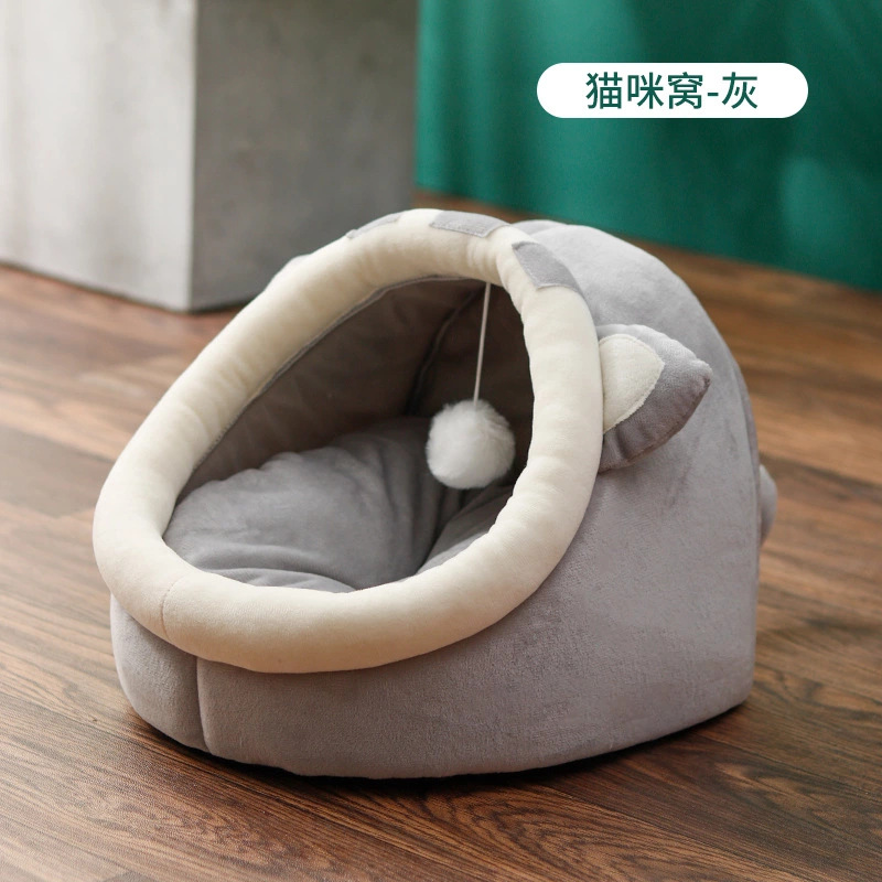 Invierno de invierno caliente cuatro estaciones general casa de gatos semicerrada cama para gatos casa de perros, productos de mascotas
