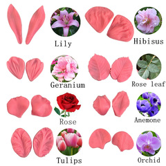 組み合わせて表裏を挟んで型を作ります。花びらの葉の形はシリカゲルの型です。