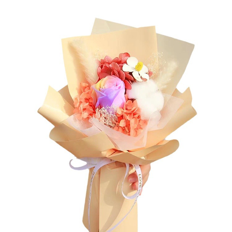 Producto terminado de rosa eterna, pequeño ramo para el Día del Maestro y la temporada de graduación, un ramo de flores secas eternas de alta gama para maestros y compañeros de clase.