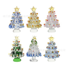 拉丝玻璃彩色圣诞树水晶工艺品创意桌面摆件办公室圣诞节新年礼物