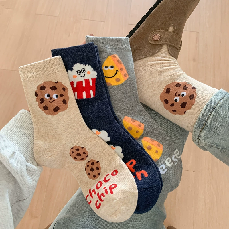 Cute Japanese cartoon summer long knee socks, mid-length, absorbs sweat and smell