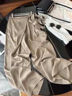 Foreign Trade Women's Clothing Normcore Style! Designed High-Waisted Fashionable Side Straps Loose Pleated Wide-Leg Pants Suit Pants for Women