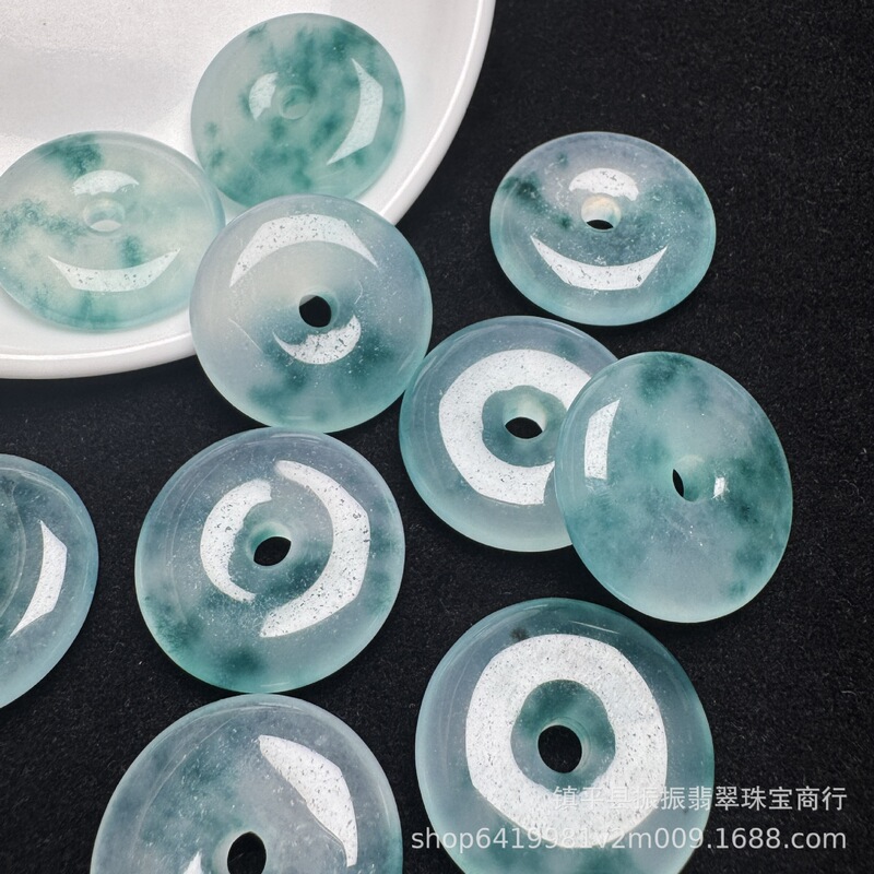 氷底青い花 25 ミリメートル安全バックルペンダントルースビーズ翡翠ジュエリー DIY イヤリング翡翠スペーサーメーカー卸売|undefined