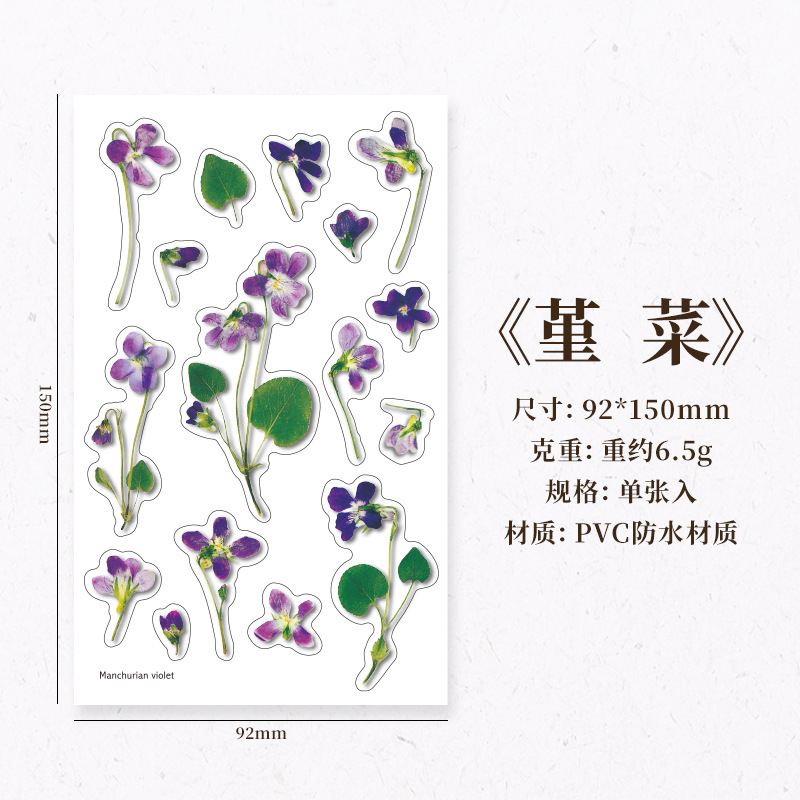 Corea del Sur papelería creativa flor artificial transparente PVC pegatinas flor planta diario libro Diario decoración taza de agua pegatinas