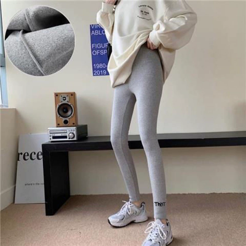 Fleece thin warm velvet leggings, demi-season keep warm trousers