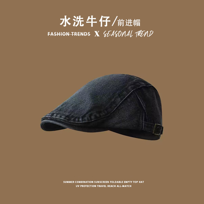 前进帽女秋冬复古简约反戴贝雷帽户外显脸小鸭舌画家帽大头报童帽|undefined
