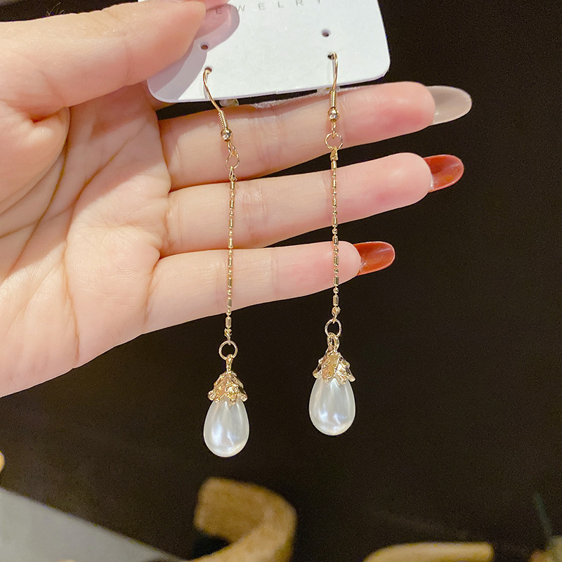 Elegant long universal earrings pearl