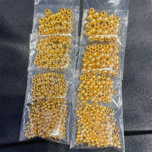 999 Pure Gold Gold Beans Gold Beads Loose Pearl Glossy Round Beads Transfer Beads Water Shell Gold Wholesale 3D Hard Gold