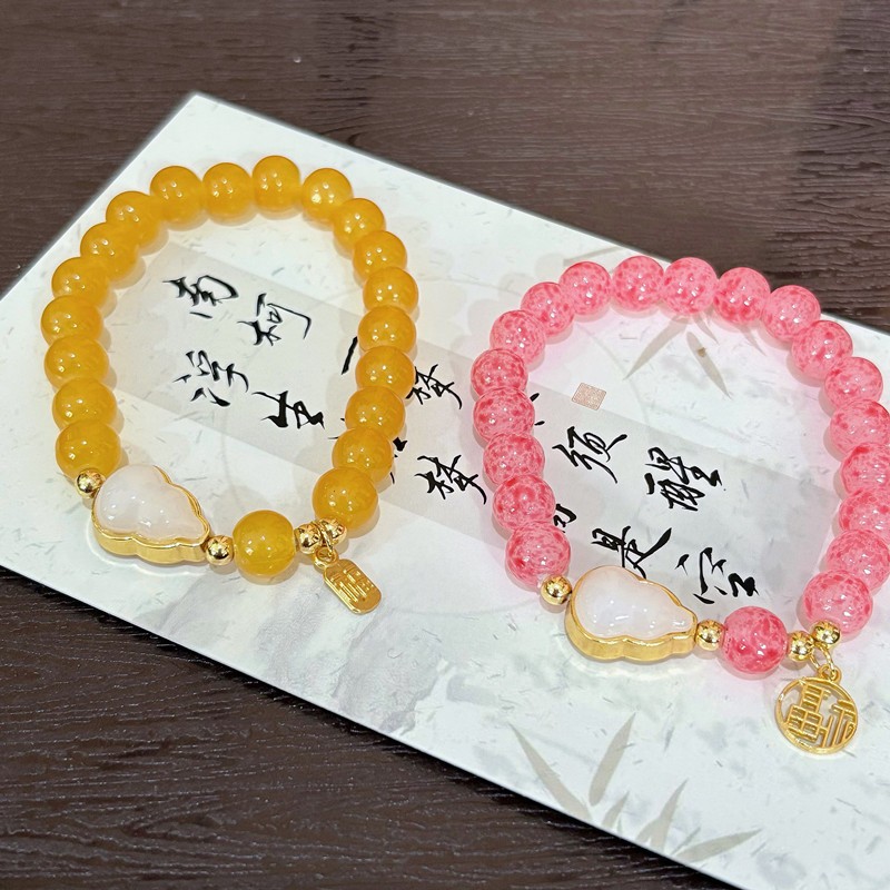 Hermano suave pulsera rosa de fresas mujeres nuevas lujosas nichos cuentas de calabaza joyas de mano