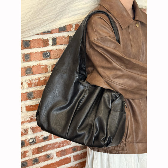 High-end Sense Niche Retro Tote Bag Women's New Large Capacity Soft Leather Portable Shoulder Bag All-match Buse Bag