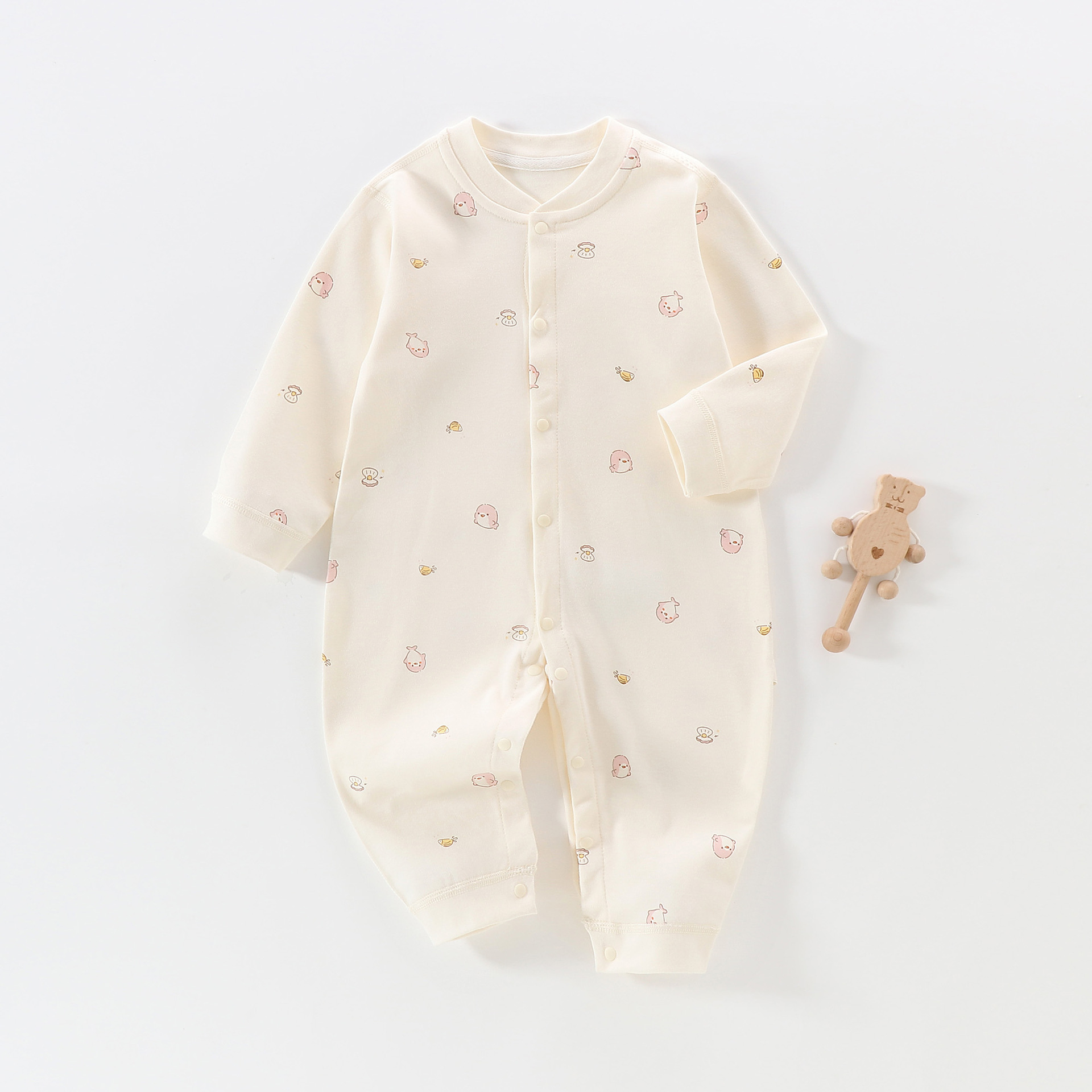 Baby Pure Cotton Jumpsuit Boneless Spring and Autumn Clothes Baby Long-Sleeved Split Crawling Suit