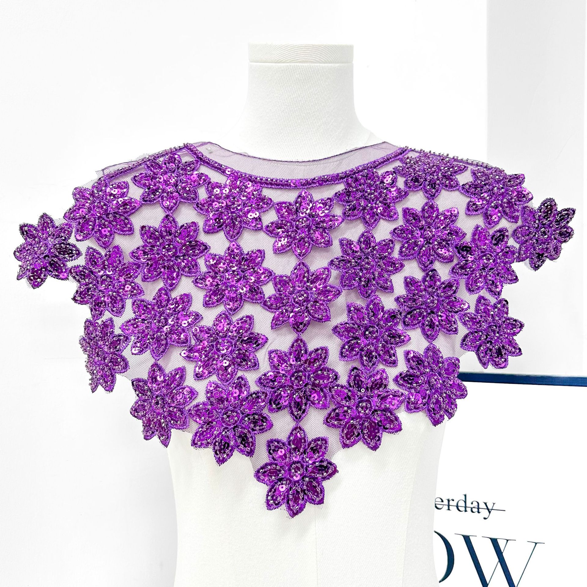 Falso cuello versátil nuevo vestido vestido vestido vestido de baile collar delantero flores agujeradas bordadas accesorios multicolores image 14