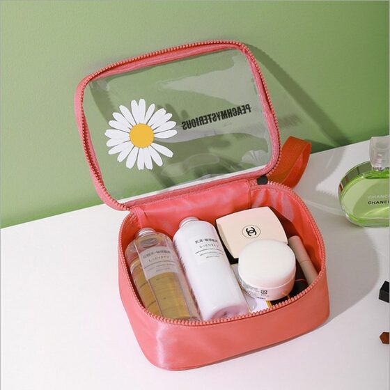 New Student Makeup Bag Daisy Portable Waterproof Wash Bag Large Capacity Portable Transparent Apoa Storage Bag