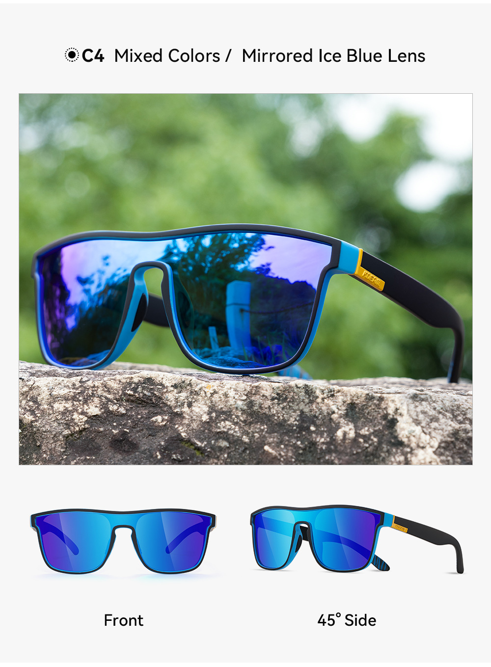 KDEAM große Sonnenbrille neu polarisiert einteilig Sportsonnenbrille winddicht Sonnenbrille Metallscharnier KD528-PLUS