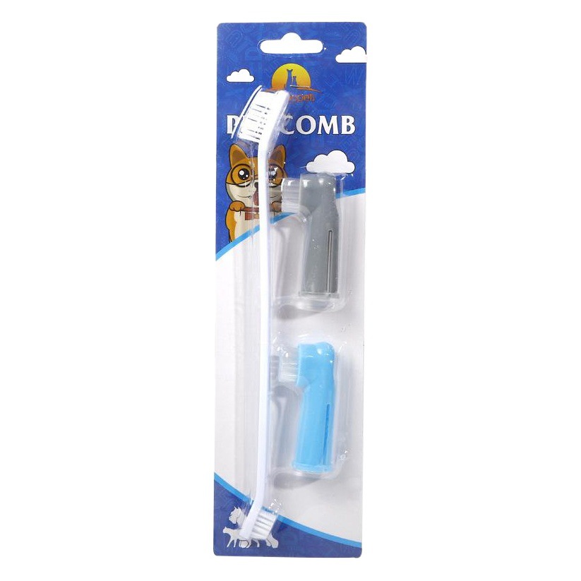 En stock al por mayor pipetao cepillo de dientes para mascotas de tres piezas cepillo de limpieza de dientes de perro cepillo de dientes para mascotas de doble cabeza cepillo para mascotas