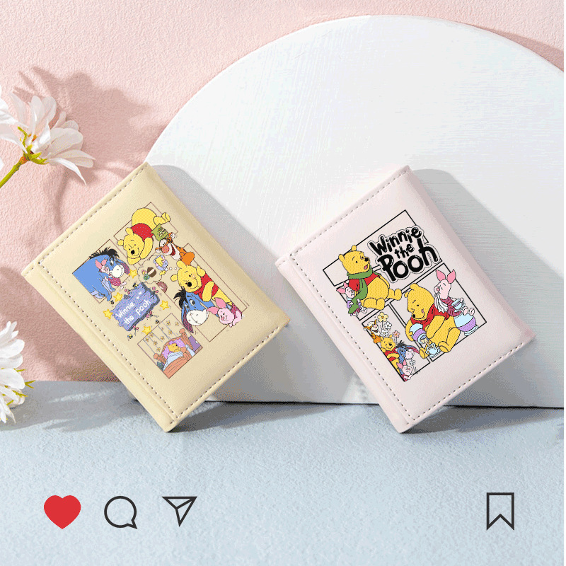 Winnie the Poohs Wallet Women's Short Cute Bear Cartoon Folding Simple Three-fold Multifunctional Wallet Card Holder Coin Purse Winnie the Poohs Wallet Women's Short Cute Bear Cartoon Folding Simple Three-fold Multifunctional Wallet Card Holder Coin Purse