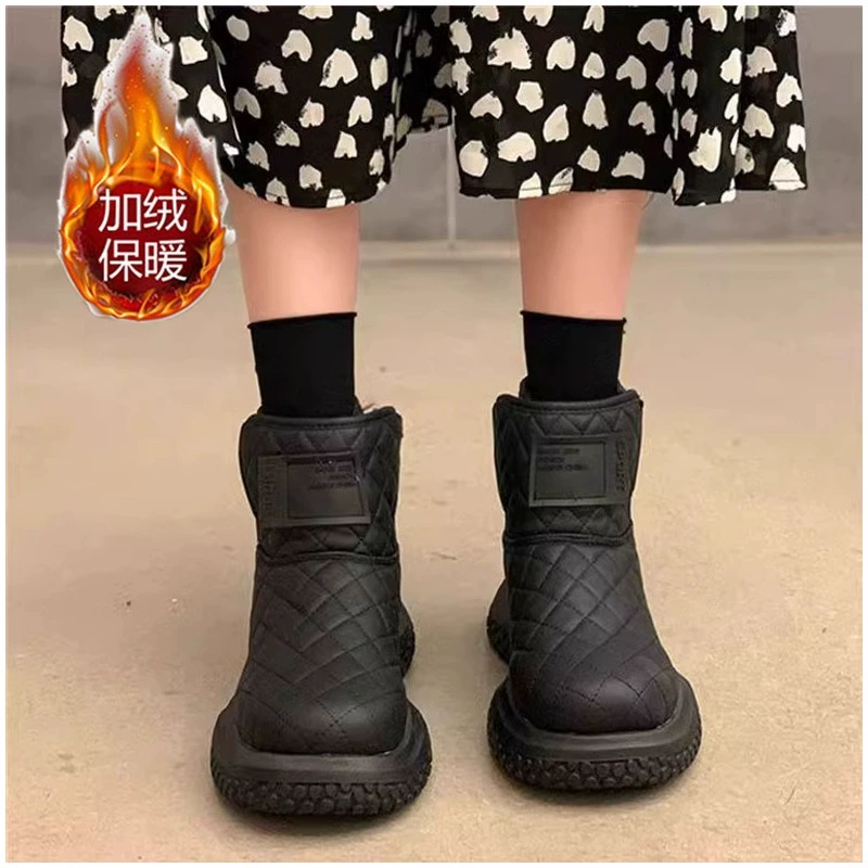 Снежные сапоги женские зимние водонепроницаемые бархатные теплые высокие северо-восточные хлопковые туфли нескользящие белые хлебные туфли женские сапоги короткие сапоги