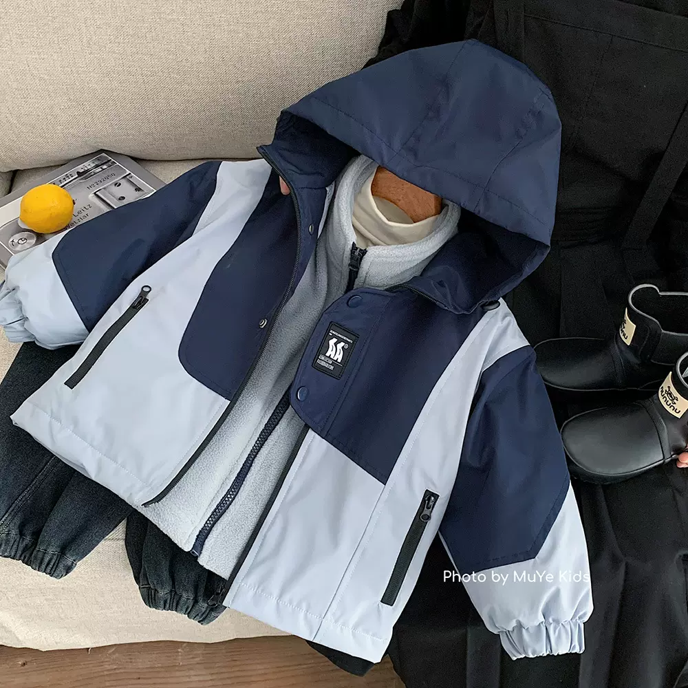 木野儿童棉服冬季新品男童韩版加厚三合一冲锋衣湖州织里童装外套