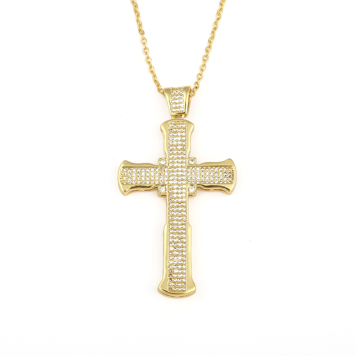 Collier Croix En Cuivre Et Zircon display picture 6