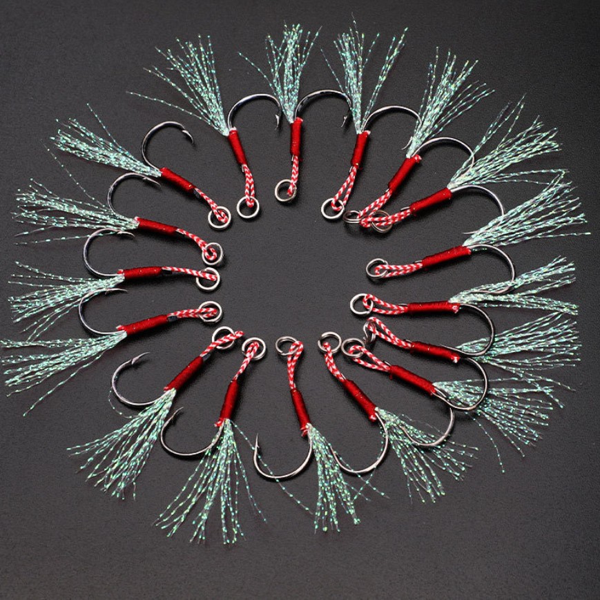 Tie wool bright wire iron plate single hook Luya single hook boat…