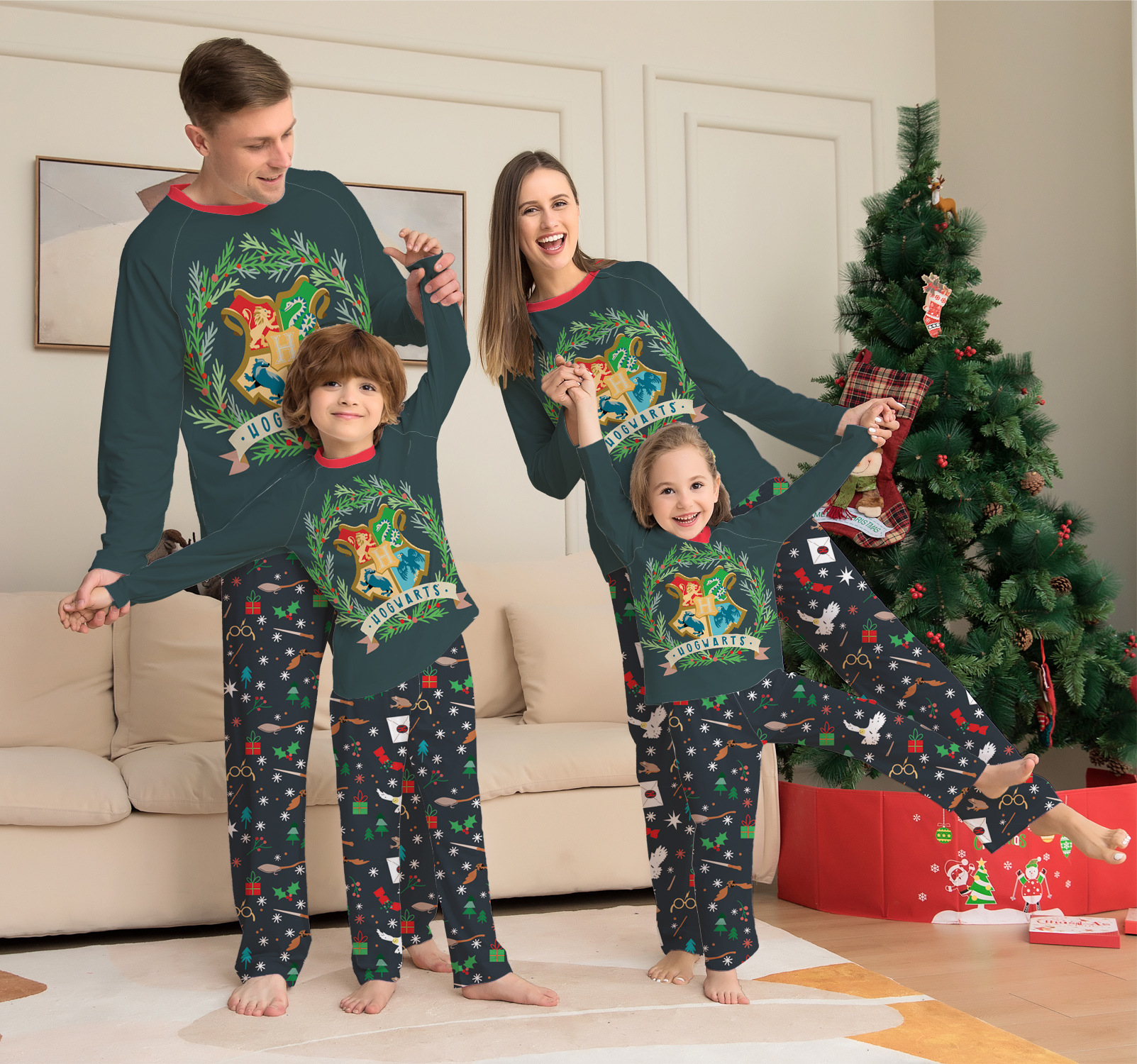 84g Weight Long Sleeve Sleeve Length Family Sets Family Type Casual Pants Pants Type Family Look Cartoon Snowflake Pant Co-ord Set Two-Piece Sets