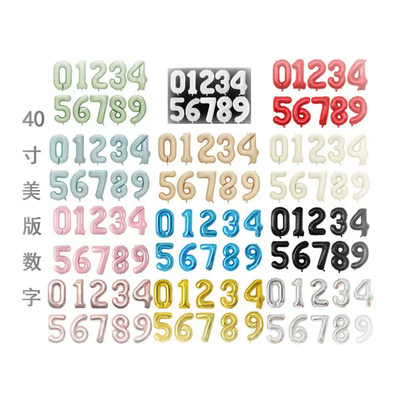 跨境铝膜气球40寸数字气球0-9多色自选节日生日聚会派对装饰气球