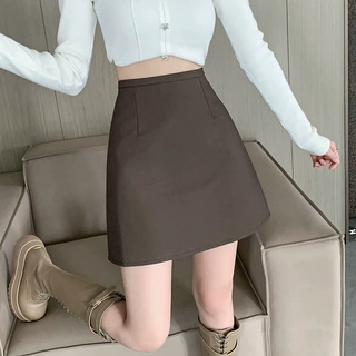 半身裙女2026秋冬新款防走光PU皮短裙高腰显瘦A字裙磨砂哑光皮裙