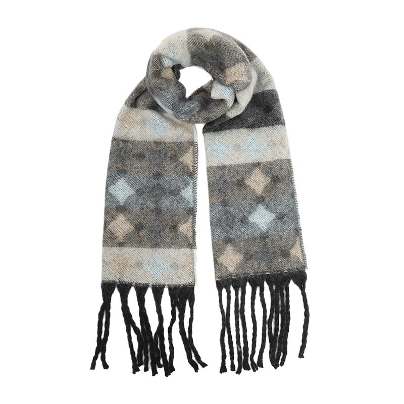 Otoño y invierno nuevo bufandas de mujer caliente, estilo de alta calidad, bufandas de moda con bordas, sensación de diseño, temperamento cómodo y grueso