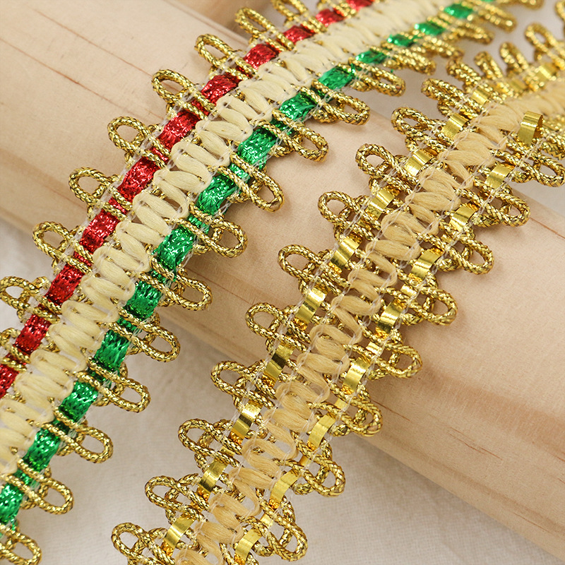 2,5 cm oro y plata gancho encaje correas traje étnico decoración de ropa de escenario equipaje accesorios de iluminación