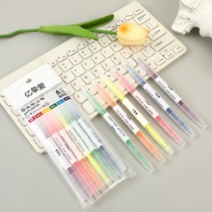 Creative dual-headed, dual-color fluorescent highlighters for students, colorful emphasis pens, light marking pens, candy-colored journal note pens