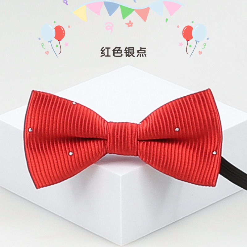 ↤↤↤레드 실버 도트 어린이용 나비넥타이