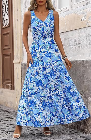 269g Weight Maxi Long Dress Dress Length Type Sleeveless Sleeve Length Swing Dress Dresses Type Sleeveless Sleeve Type Polyester Fabric Type Mid Waist Waist Line Holiday, Daily, Selfie Occasion V Neck Neckline Regular Fit Fit Type Flower Pattern Summer Season Women's Gender Printing Design Casual, Elegant, Simple Style Style Wholesale Women's Casual Elegant Simple Style Printing Flower Holiday Daily Selfie V Neck Sleeveless Swing Dress 32