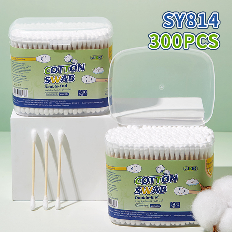 UUKKG doble punta de bambú tampón de algodón 500 paquetes de salón de belleza para el cuidado del hogar, extracción de orejas, tampón de algodón maquillaje, exclusivo transfronterizo