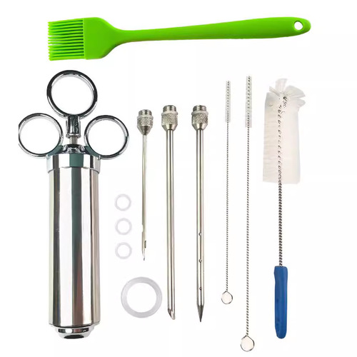 Turkey Injector 304 Stainless Steel BBQ Meat Marinating Syringe Injector Juice Needle Meat Injector