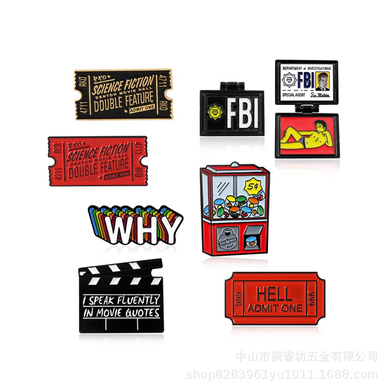 Badge Movie Elements Why/Fbi Niche Fashion Decoration Brooch Badge Pin Zinc Alloy Badge
